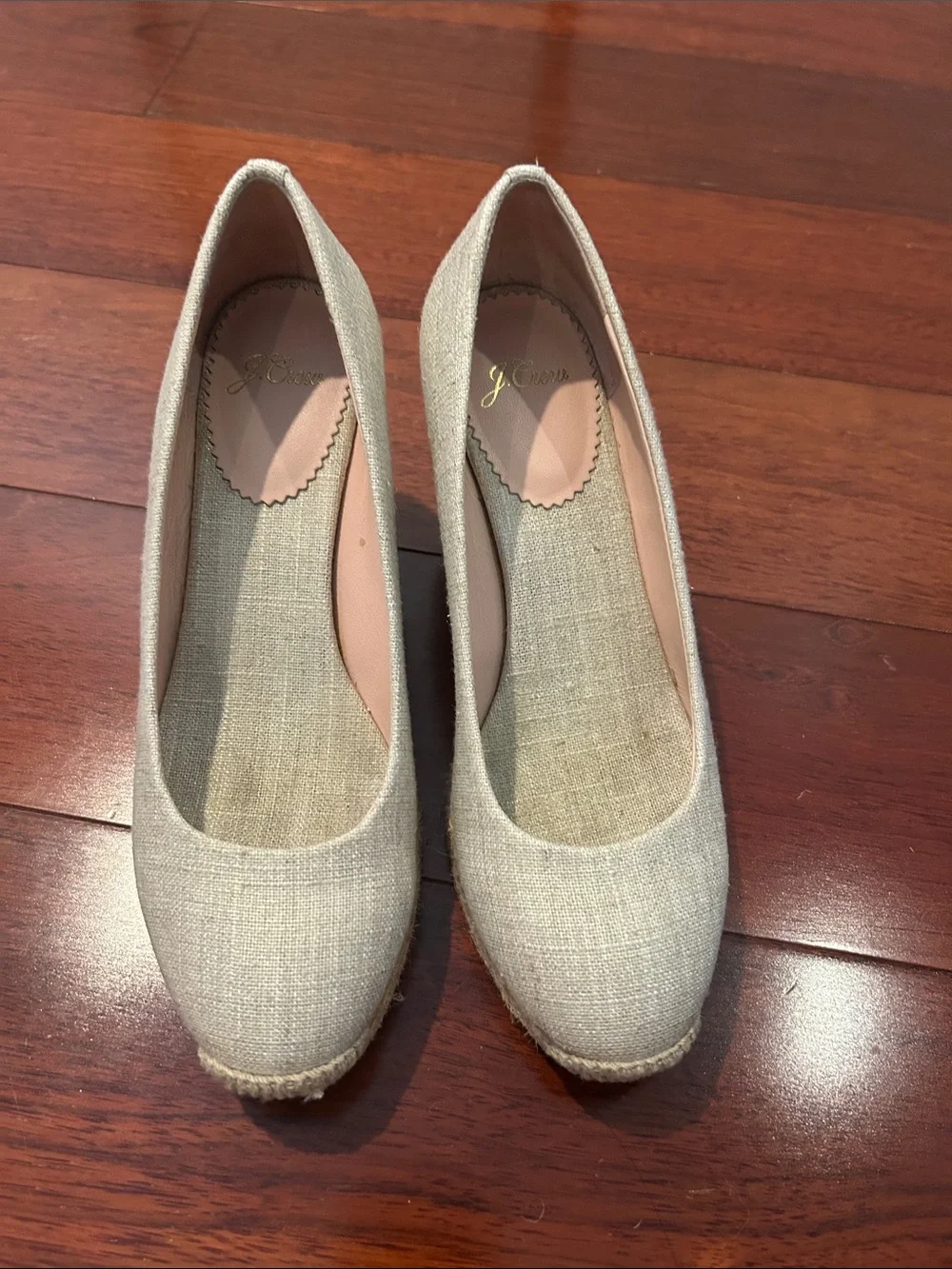 J. Crew Seville Linen Espadrille Wedge - Beige